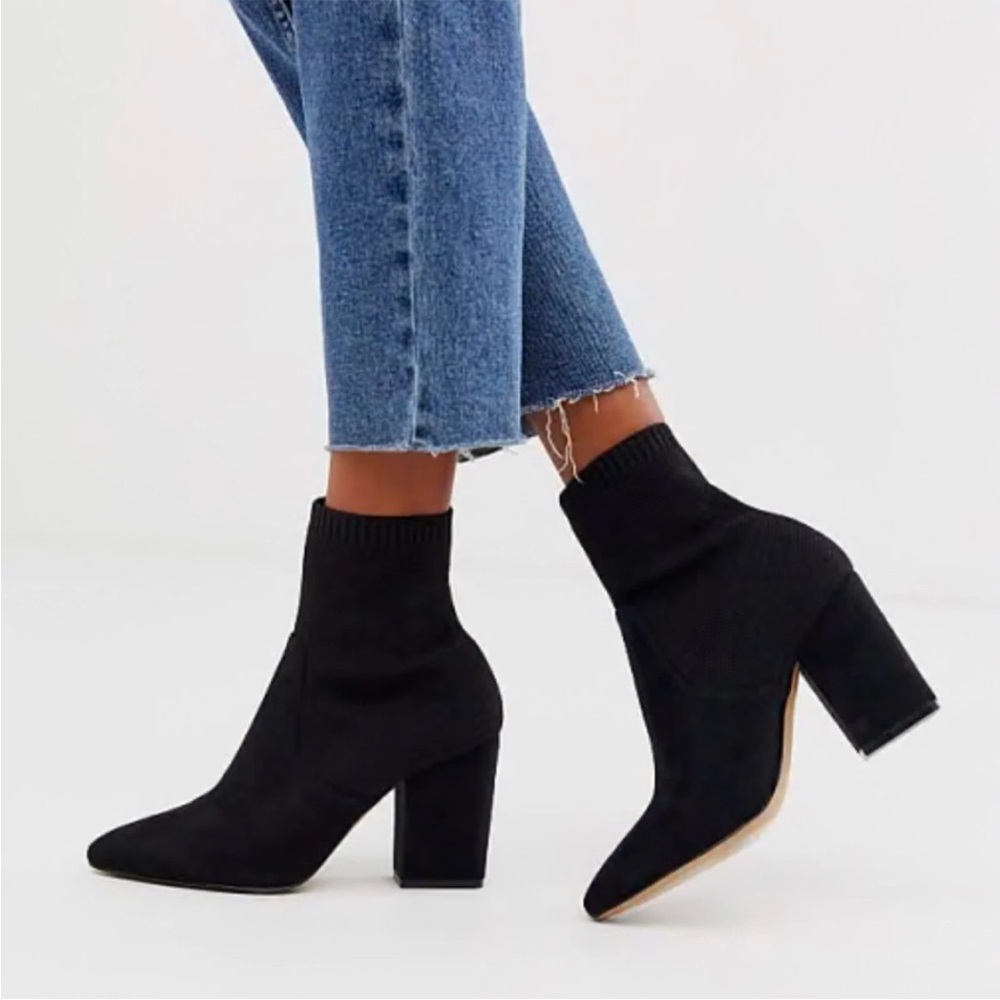 Steve Madden Remy Black Knit Sock Booties Sz 7 Slip-on Ankle Boot Worn Once